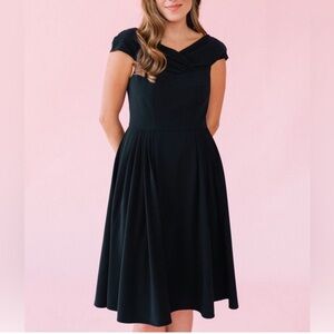 Gal Meets Glam Ruthie Little Black Dress size 2 Fit & Flare Pleated Sleeveless